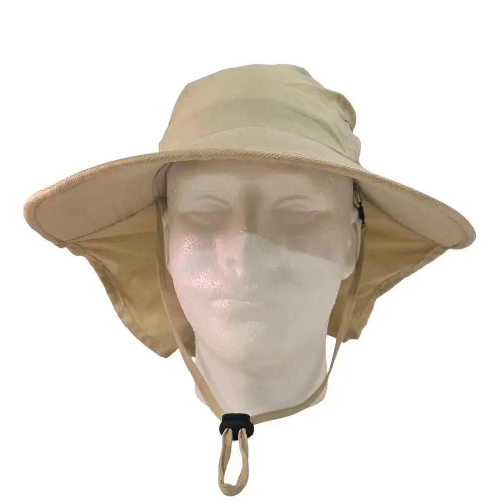 Sunhat Tan Wide Brim Sun Protection Safari Hat Neck flap UV Defense Vacation